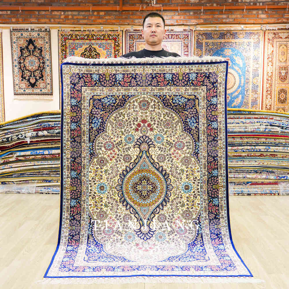 真丝地毯欧式风格手工剪花图案漂亮--天匠地毯