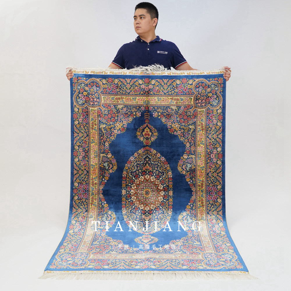 纯手工制作真丝库存客厅地毯圆毯地毯--天匠地毯