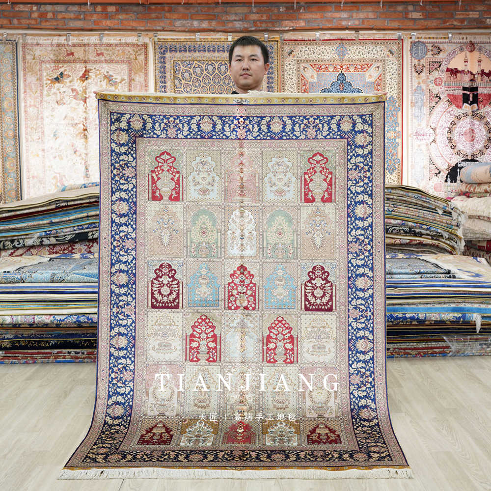 真丝地毯手工伊朗波斯风地中海豪宅高贵奢华欧式别墅客厅地毯--天匠地毯