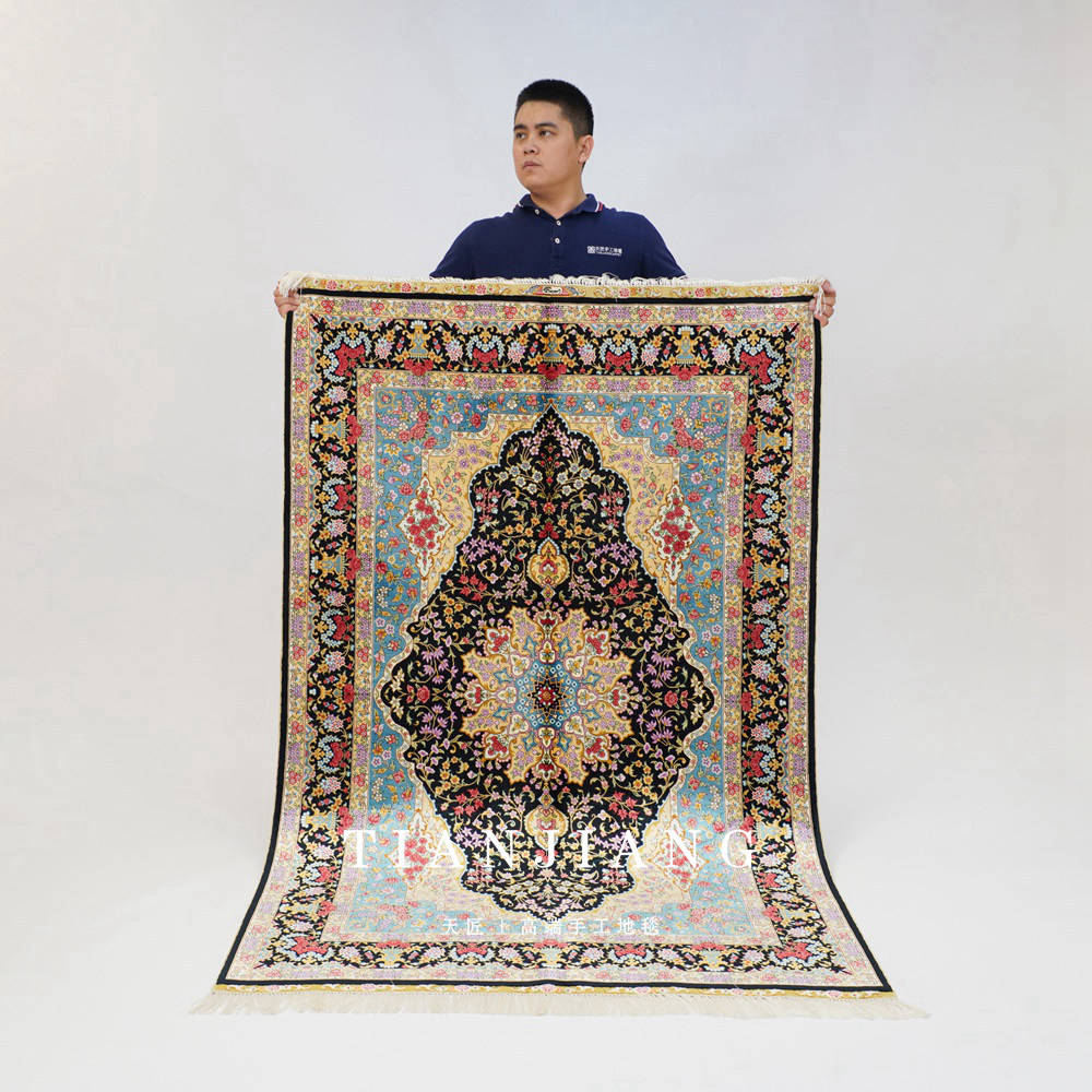 纯手工打结真丝地毯 天然环保别墅客厅地毯茶几卧室地毯