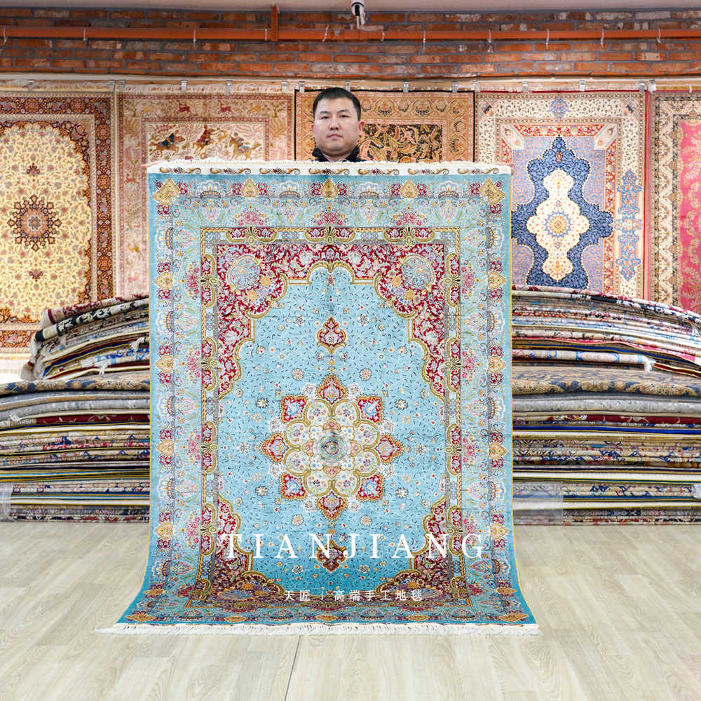 高大上纯手工真丝地毯 别墅客厅会所蚕丝地毯 欧式美式地毯--天匠地毯