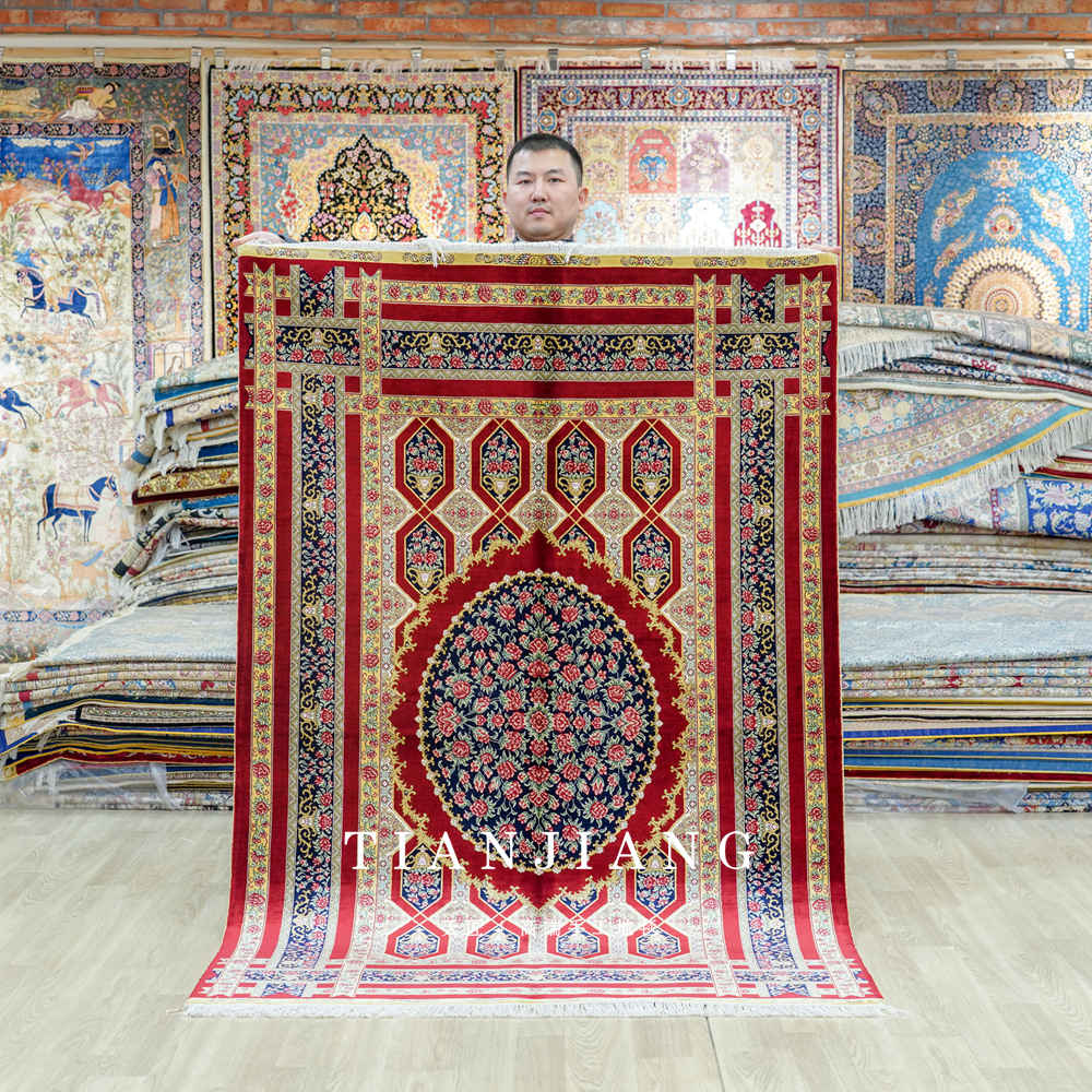 真丝手工地毯酒店大厅客房床边垫毯防滑防潮波斯地毯--天匠地毯