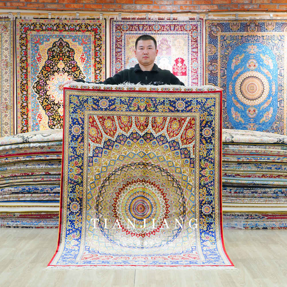 新款别墅客厅地毯 波斯手工真丝商用家用艺术地毯--天匠地毯